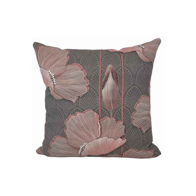 Art Deco Poppies Blush Throw Pillow 17x17"
