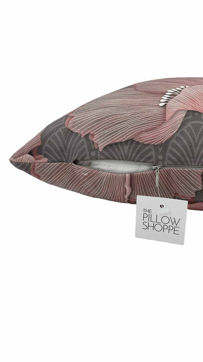 Art Deco Poppies Blush Throw Pillow 17x17"