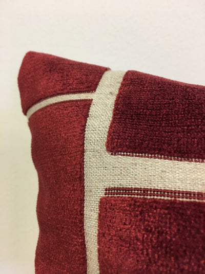 Aura Wine Red Geometric Lumbar Pillow 12x22"