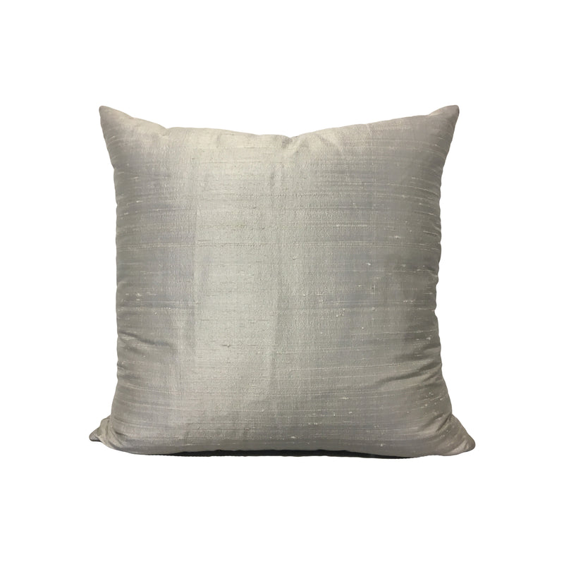 Dupioni Silk Silver Throw Pillow 17x17"