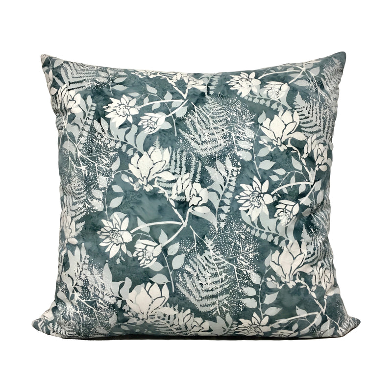 Foliage Batik Cool Grey Throw Pillow 20x20”