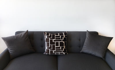 Aura Charcoal Grey Geometric Throw Pillow 20x20"