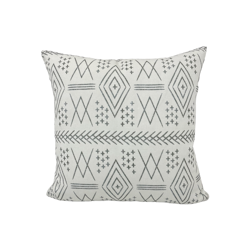 Vintage Moroccan Black & White Outdoor Throw Pillow 17x17"