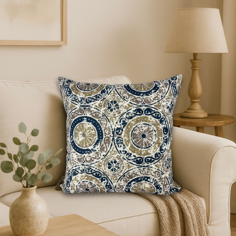 Susani Navy Throw Pillow 17x17"