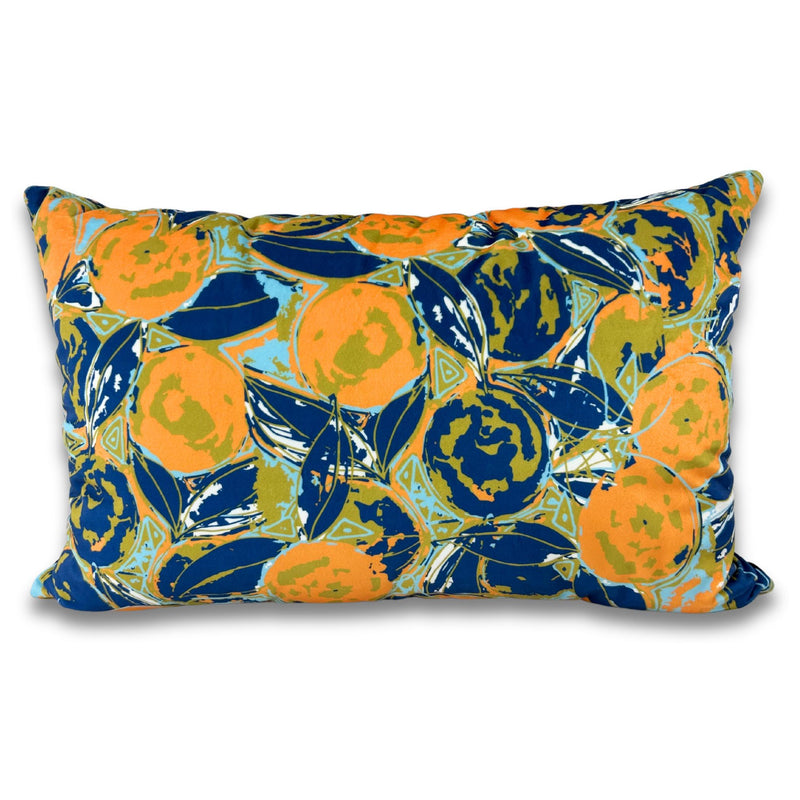 Oranges with Blue Throw Pillow 17x26"