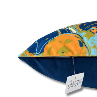 Oranges with Blue Throw Pillow 17x26"