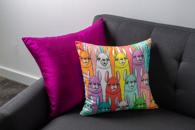 Rainbow Llama Throw Pillow 17x17"