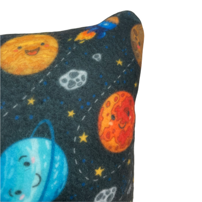 Happy Planets Black Fleece Pillow 8x13"