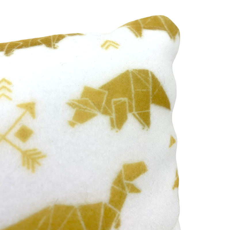 Golden Origami Dinos Fleece Pillow 8x13"
