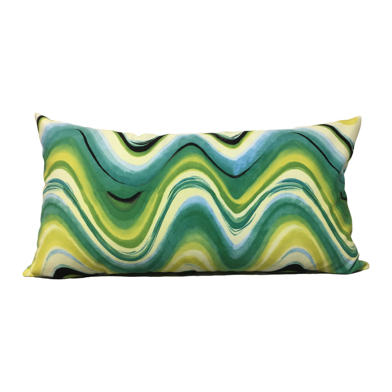 Analuisa Green Wave Lumbar Pillow 12x22"