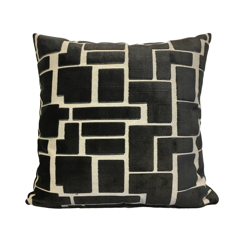 Aura Charcoal Grey Geometric Throw Pillow 20x20"