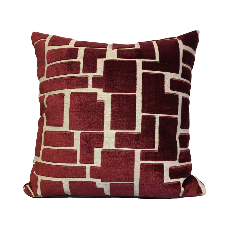 Aura Wine Red Geometric Throw Pillow 20x20"