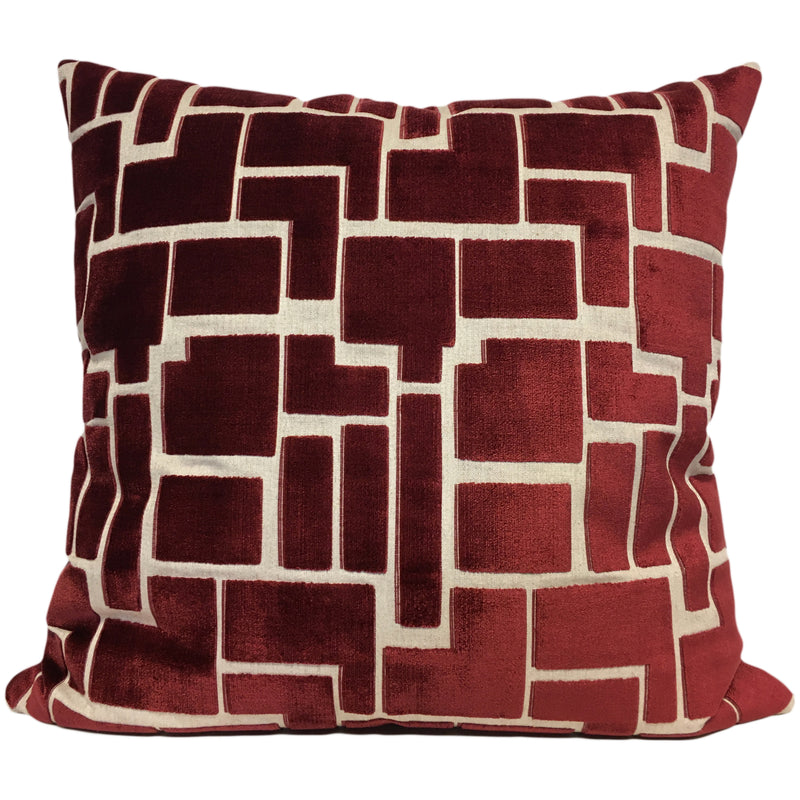 Aura Wine Red Geometric Euro Pillow 25x25"