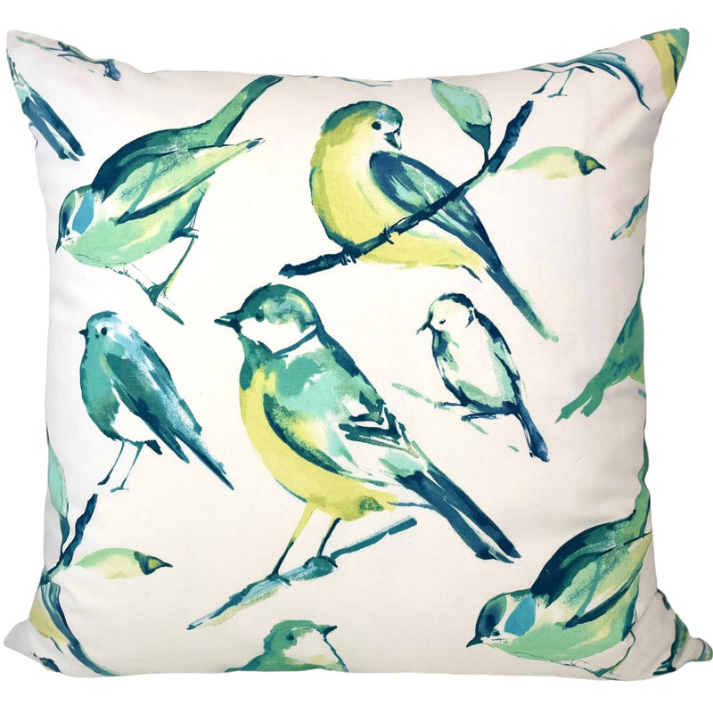 Basketweave Birds Turquoise Euro Pillow 25x25"