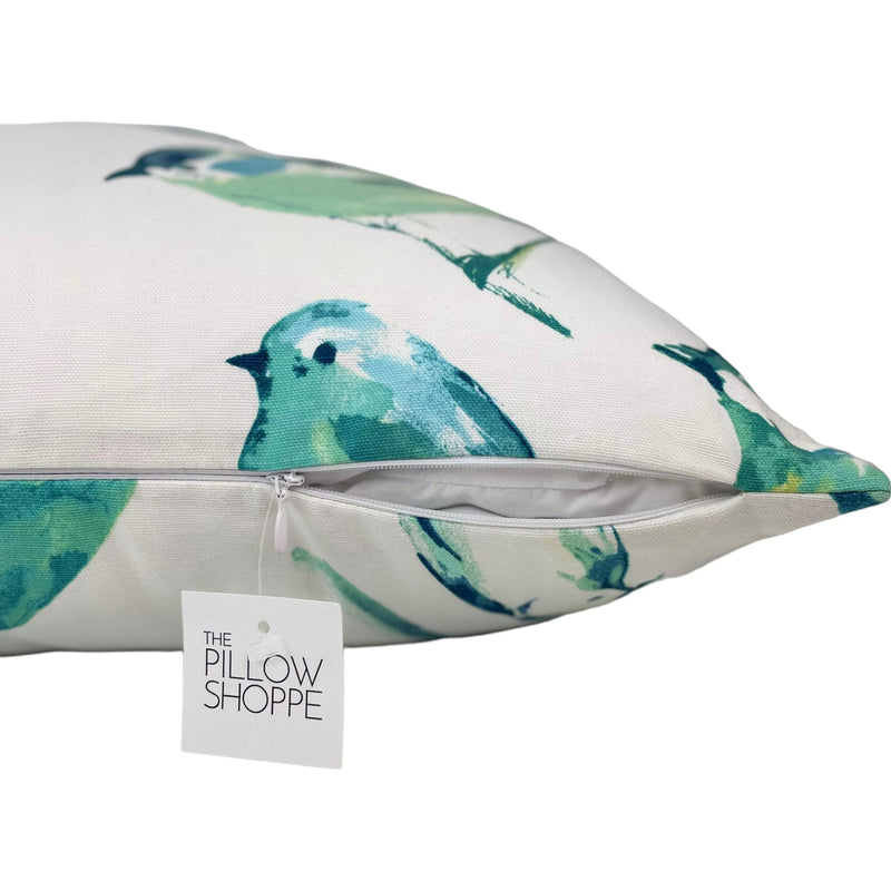 Basketweave Birds Turquoise Euro Pillow 25x25"