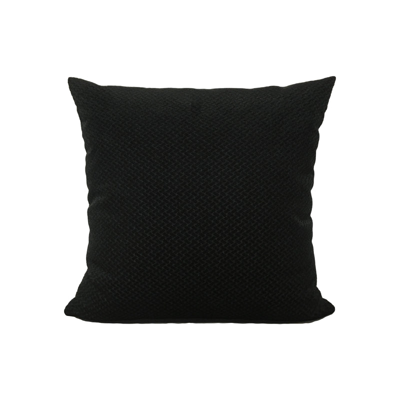 Basketweave Velvet Black Throw Pillow 17x17"
