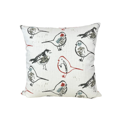 Bird Toile Scarlet Throw Pillow 17x17"
