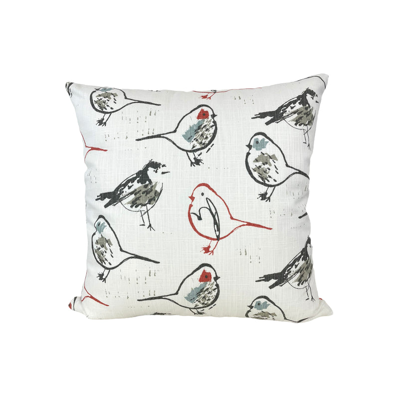 Bird Toile Scarlet Throw Pillow 17x17"
