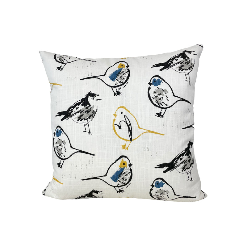 Bird Toile Yellow Throw Pillow 17x17"