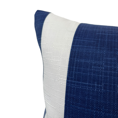 Classic Stripe Navy Outdoor Lumbar Pillow 12x22"