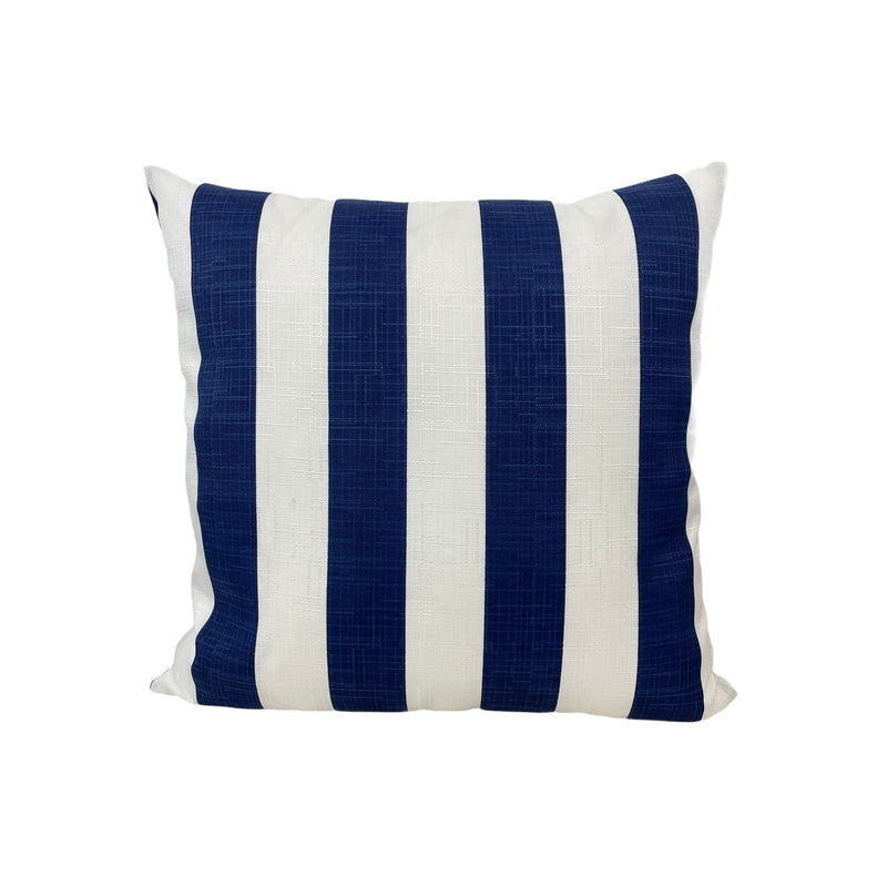 Classic Stripe Navy Outdoor Throw Pillow 17x17"