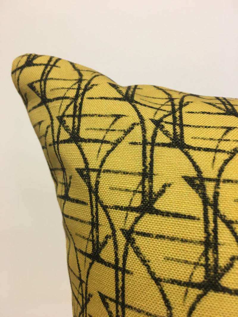 Cocktail Hour Yellow Art Deco Throw Pillow 17x17"