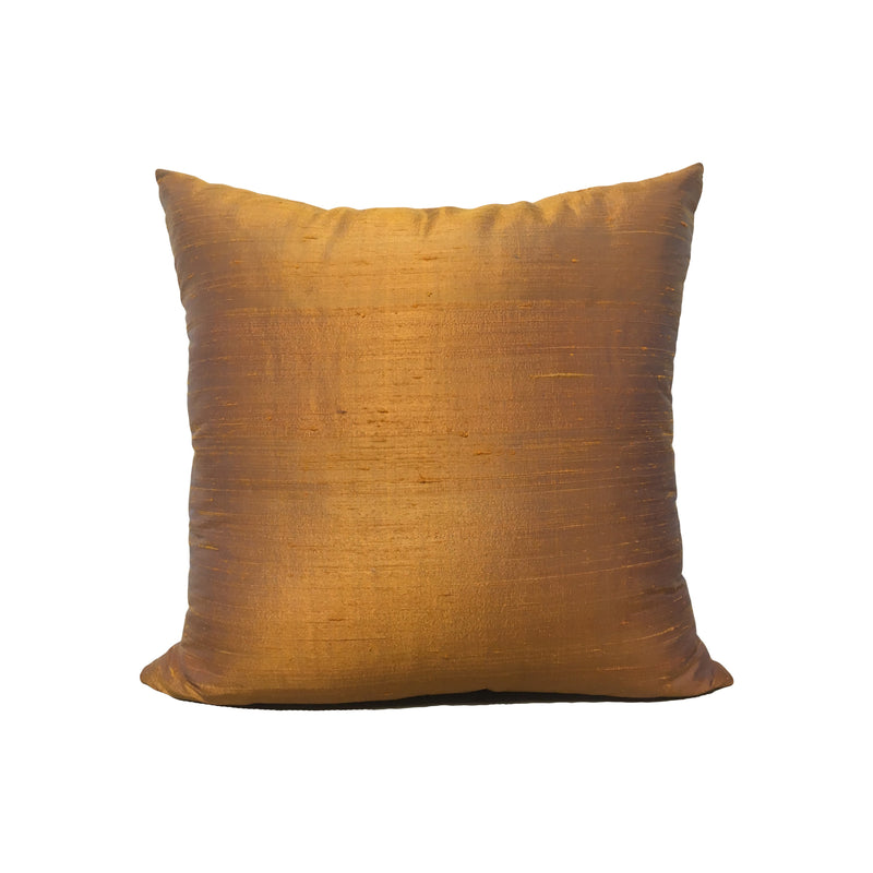 Dupioni Silk Antique Copper Throw Pillow 17x17"