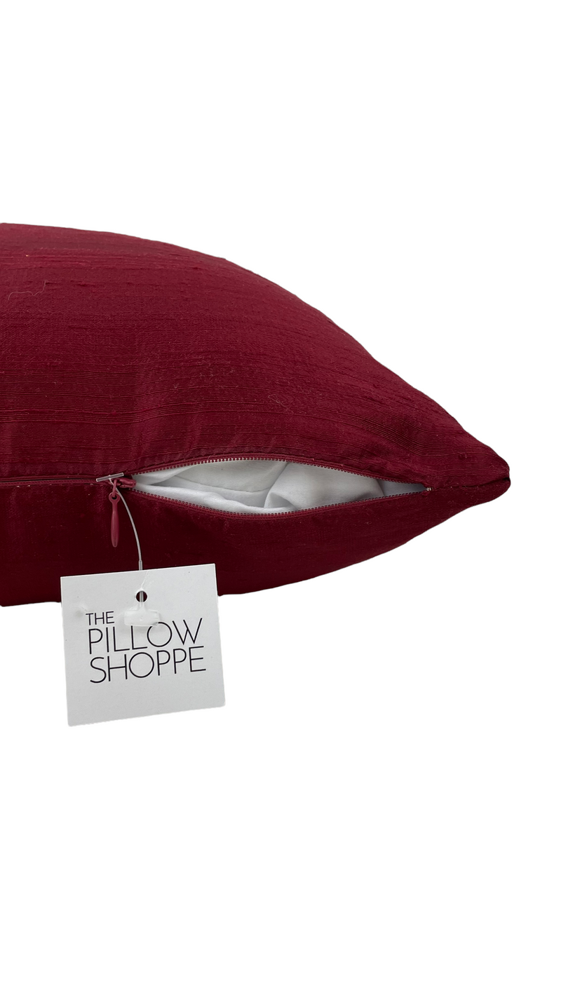 Dupioni Silk Merlot Throw Pillow 17x17"