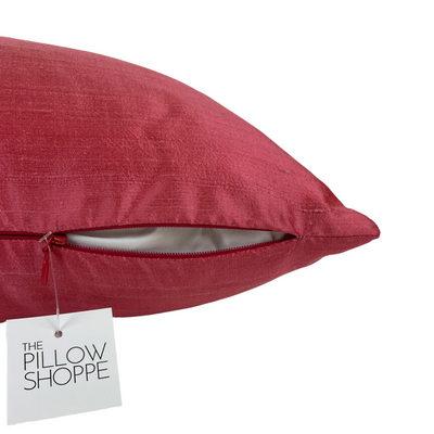 Dupioni Silk Rhubarb Throw Pillow 17x17"