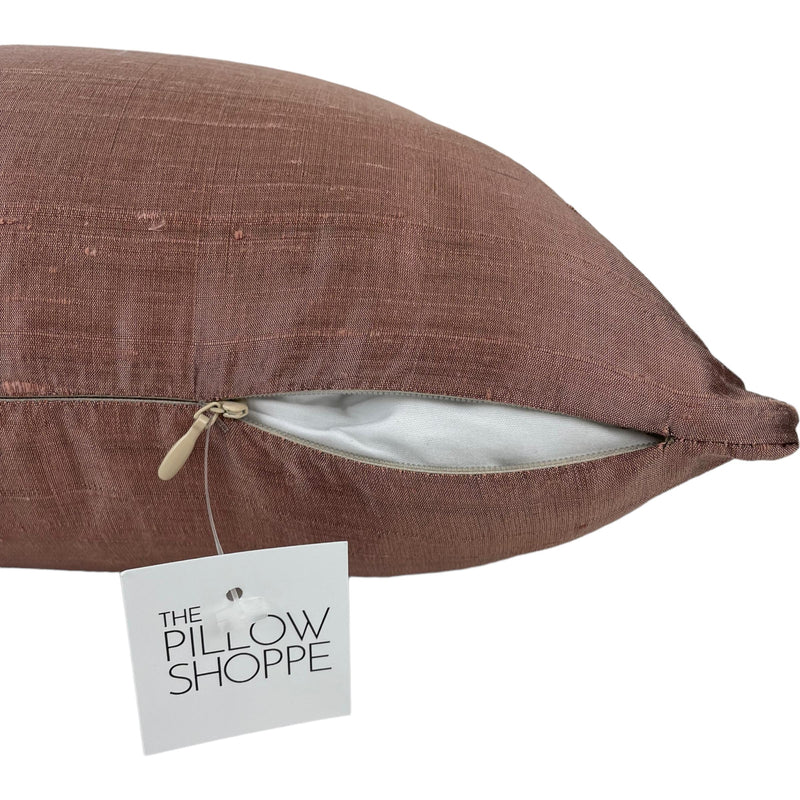Dupioni Silk Metallic Rose Throw Pillow 17x17"