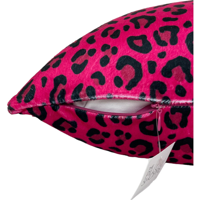 Fuschia Leopard Minky Throw Pillow 17x17"