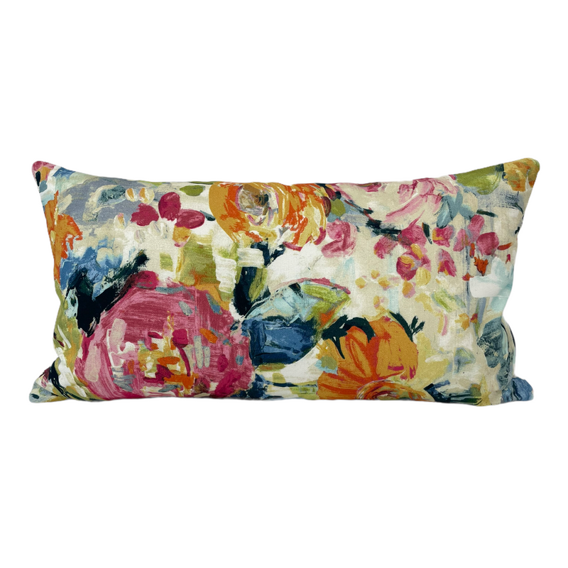 Glenburn Peony Floral Lumbar Pillow 12x22"
