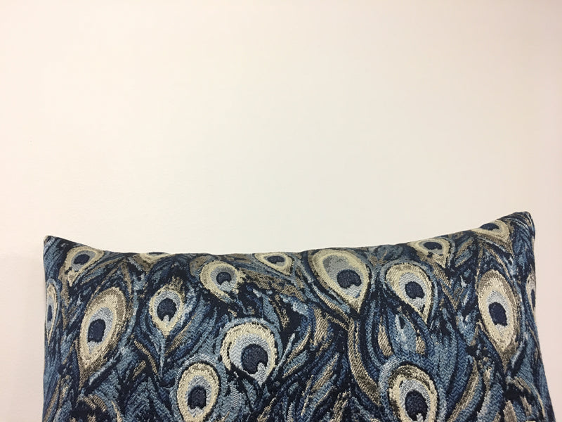Peacock Royal Blue Throw Pillow 20x20”