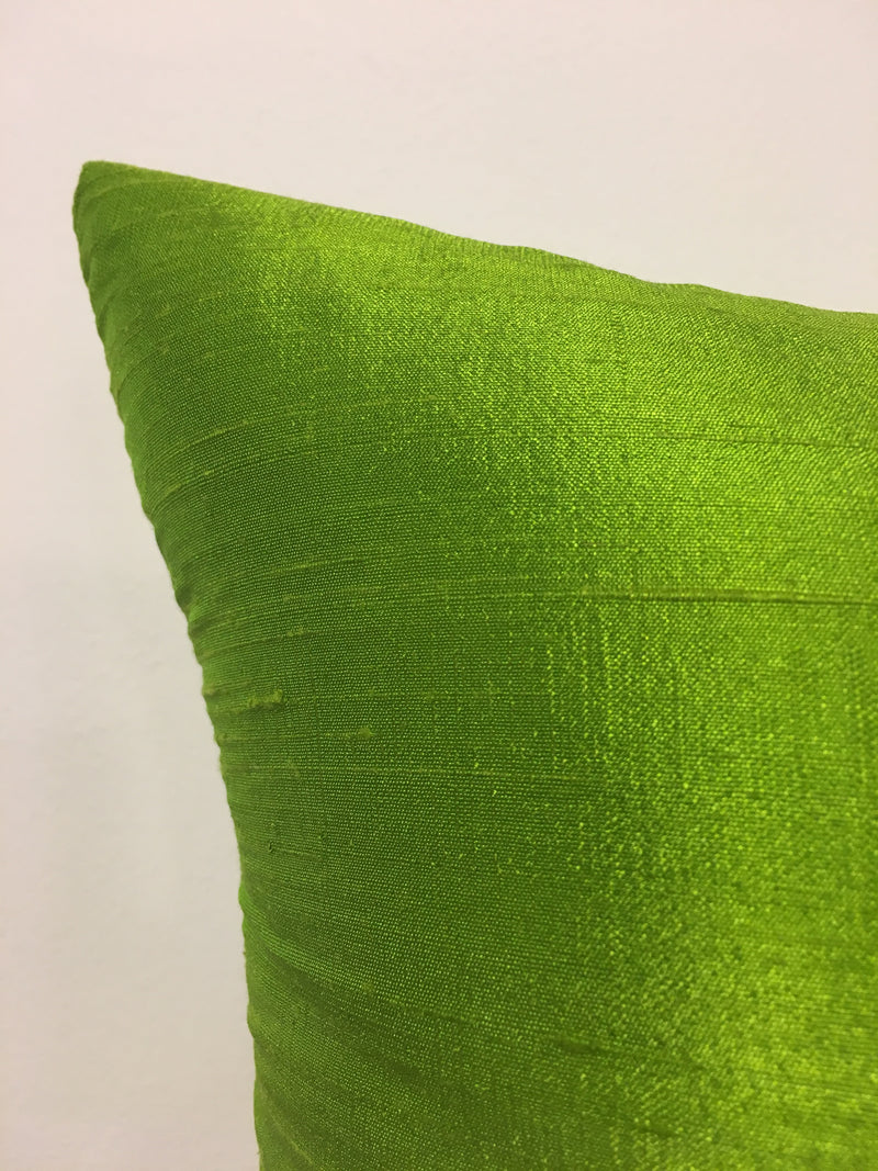 Dupioni Silk Green Apple Throw Pillow 17x17"