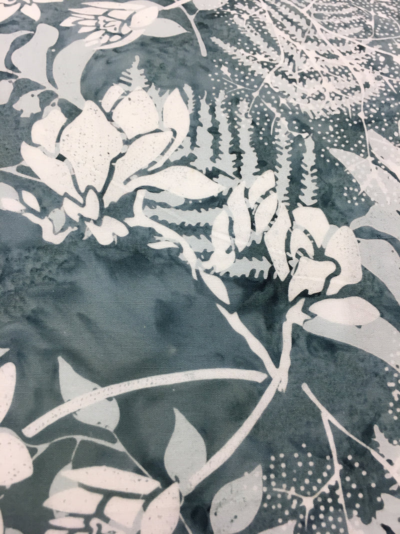 Foliage Batik Cool Grey Throw Pillow 20x20”