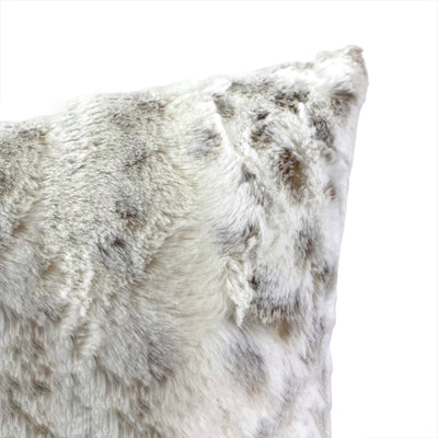 Lynx Frost Taupe Faux Fur Throw Pillow 20x20"