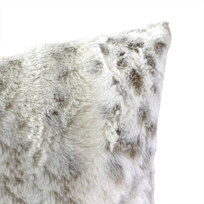 Lynx Frost Taupe Faux Fur Throw Pillow 20x20"