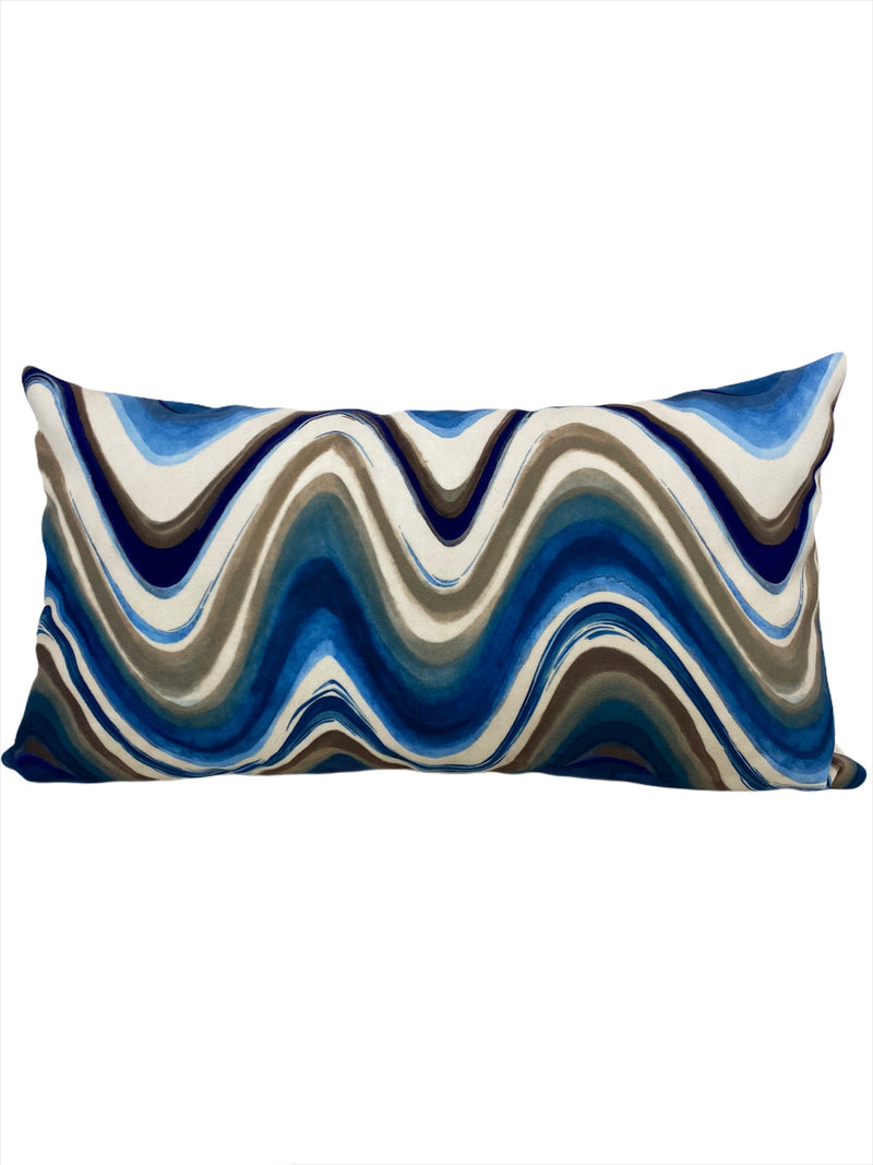 Anatoli Wave Blue Lumbar Pillow 12x22"