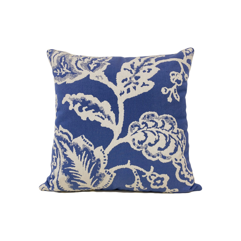 Jacobean Blue Floral Throw Pillow 17x17"