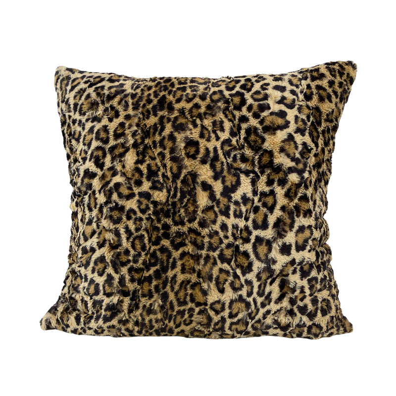 Leopard Sand Faux Fur Throw Pillow 20x20"