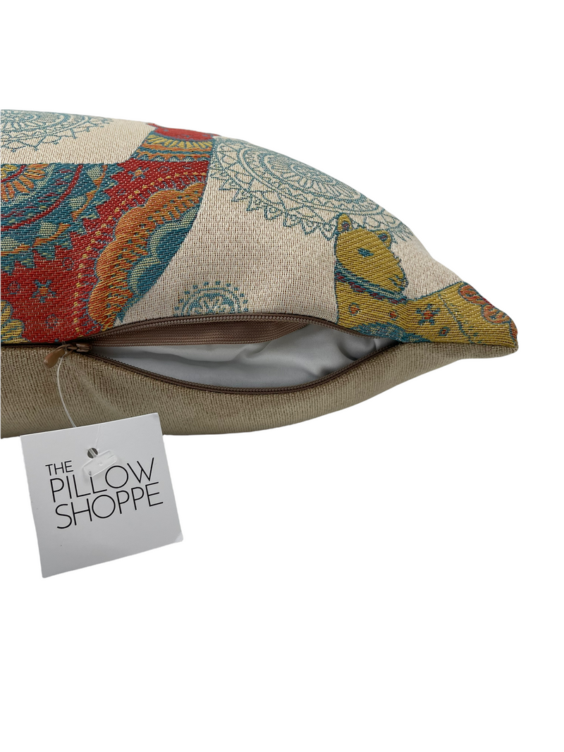 Llama Lavish Turquoise Lumbar Pillow 12x22"