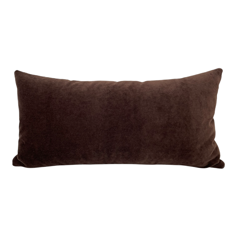Luscious Velvet Coffee Lumbar Pillow 12x22"