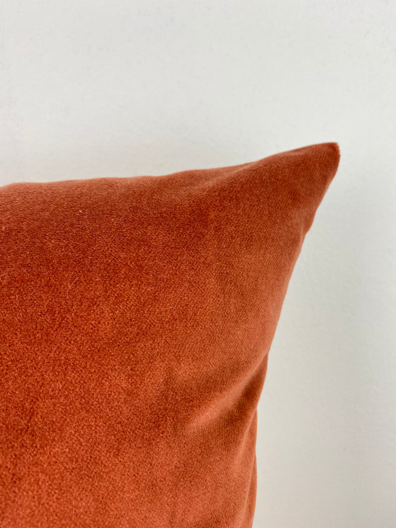 Luscious Velvet Mandarin Orange Throw Pillow 20x20"