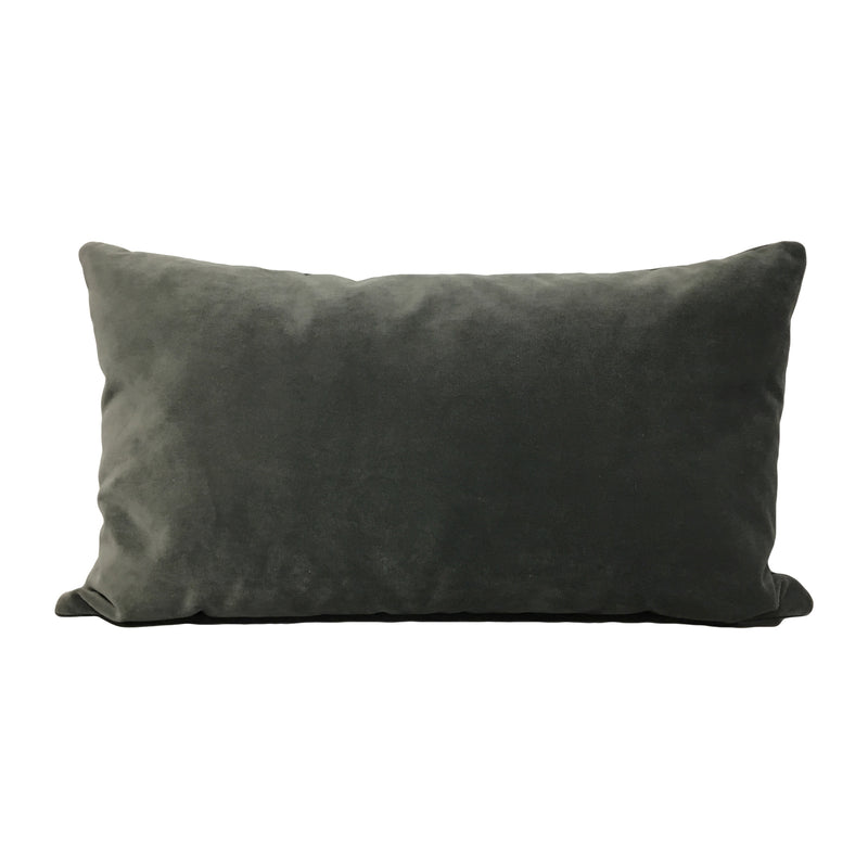 Luscious Velvet Charcoal Lumbar Pillow 12x22"