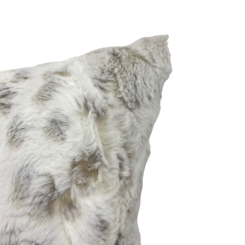 Lynx Frost Taupe Faux Fur Throw Pillow 17x17"
