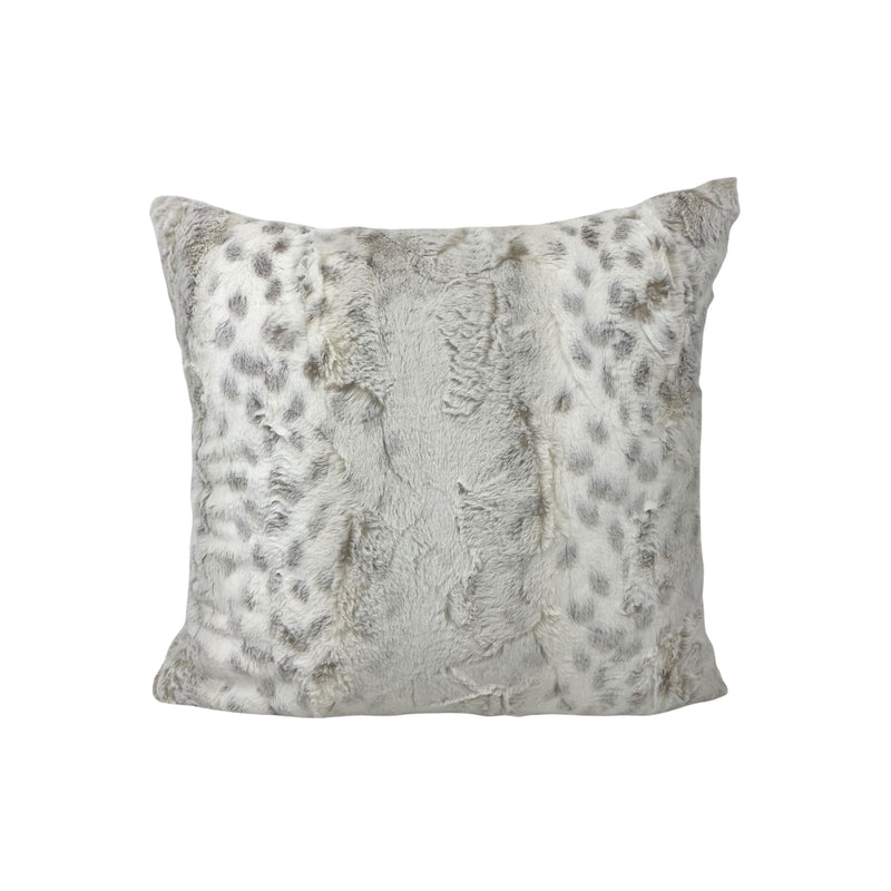 Lynx Frost Taupe Faux Fur Throw Pillow 17x17"