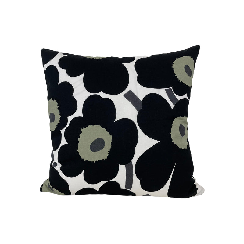 Merimekko Floral Black Throw Pillow 17x17"