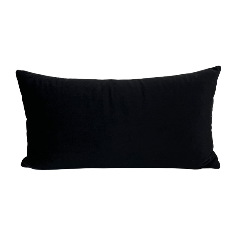 Mikke Black Brushed Velvet Lumbar Pillow 12x22"