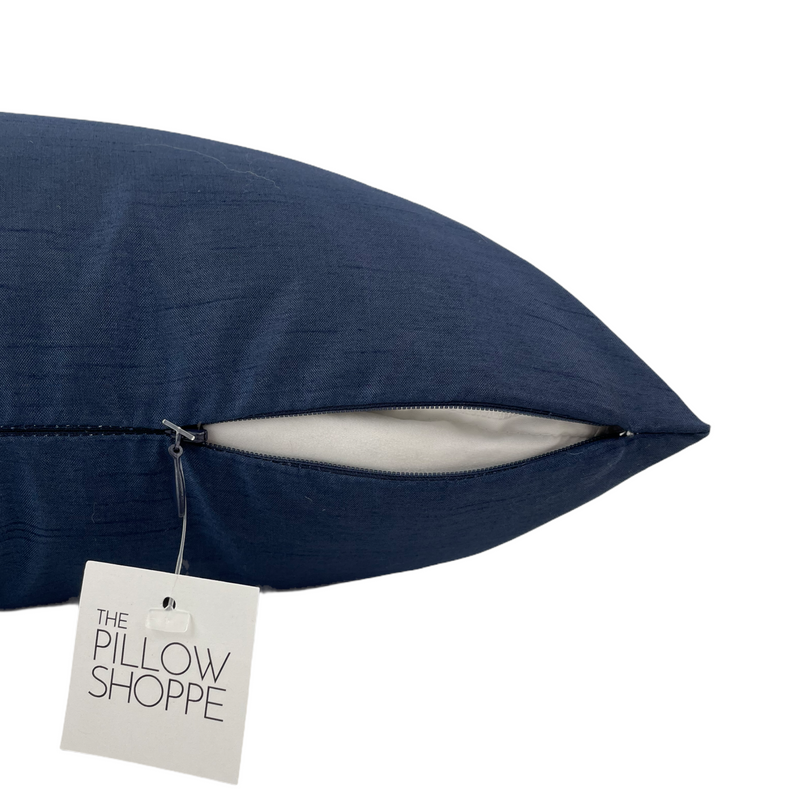 Faux Silk Navy Throw Pillow 17x17"