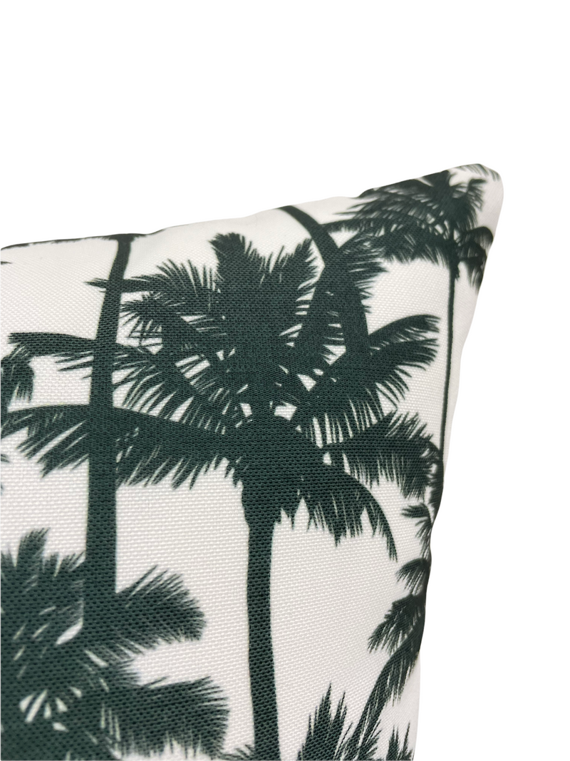 Palm Trees Black Outdoor Throw Pillow 17x17"